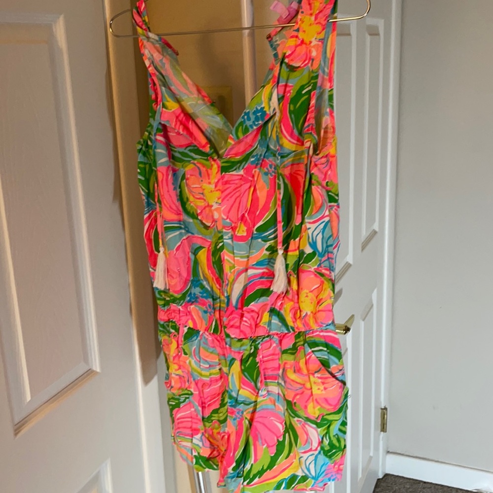Lilly Pulitzer romper pink, blue ,green, and white